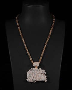 Collar con Colgante de Plata de Ley 925 Estilo Hiphop con Incrustaciones de Diamantes Moissanite VVS, Certificado GIA, Personalizable con Letra de Nombre - Product Image 3