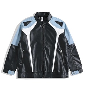 Retro Motorcycle Leather Jacket American Patchwork High Street Lapel Zipper <b>Coats</b> Vintage Hip Hop <b>Coat</b> Trendy Male Clothes Tops - Product Image 3