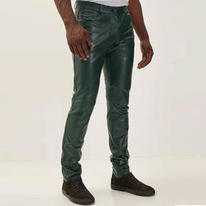 Pantalones de cuero para hombre de color liso hechos en fábrica de Pakistán, diseño de logotipo personalizado, pantalones de cuero para hombre de estilo básico a la moda - Product Image 5