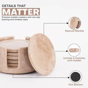 Durable & Eco-Friendly 3.5-Inch Diameter <b>Ceramic</b> Tea Cup <b>Coasters</b> Set of 6 with Holder from Indian Supplier - Product Image 6