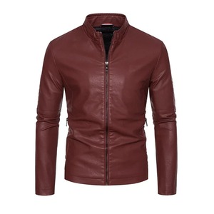 Veste en cuir pour hommes automne et hiver nouvelle version coréenne mince velours col montant jeunesse moto hommes veste en cuir PU - Product Image 4