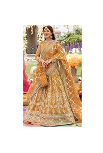 2023 Orange Maxi indien pakistanais Salwar Kameez dernière robe en Organza broderie travail à la main fait Viscose soie vente chaude robe - Product Image 4