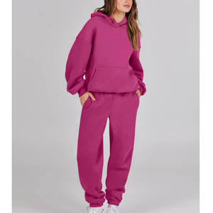 Chándal polar con capucha de alta calidad al por mayor para mujer, conjunto de chándales transpirables de talla grande con estampado de logotipo personalizado para mujer - Product Image 4