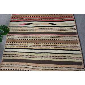 Turkish Rug, 3.2x9.2 ft Runner Rug, <b>Brown</b> Beige Herki <b>Wool</b> Rug - Product Image 5