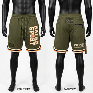 180 GSM Polyester Mesh Green Black Basketball <b>Shorts</b> Sublimation Print Embroidery <b>Patches</b> <b>men's</b> <b>shorts</b> - Product Image 3