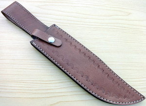 Couteau Bowie de chasse en acier damas fait à la main avec manche en os de couleur et gaine en cuir OEM personnalisable pour les utilisateurs de bricolage. - Product Image 5