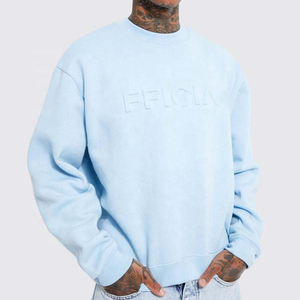 Venta al por mayor de sudadera personalizada 100% algodón liso cuello redondo para hombres diseña la tuya propia con bordado de alta calidad patrón 3D otoño - Product Image 1