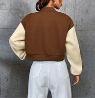 Nouveau élégant Satin femmes Collage université recadrée Varsity veste doublure douce respirant hiver Varsity vestes