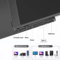 Monitor Portátil para Juegos LED FHD de 15.6 Pulgadas con Altavoces HD HDR, Doble USB-C Plug and Play, Aplicación Móvil, Resolución 1920x1080