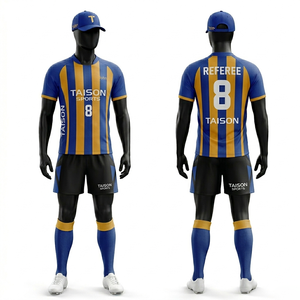 Camiseta de Árbitro de Rugby para Hombre, 180 GSM, Poliéster Premium, Tejido Transpirable, Paneles con Rayas Rojas y Negras, Logotipo Personalizado Sublimado - Product Image 3