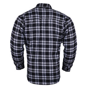 Black and <b>White</b> Checkered Protective Motorcycle <b>Flannel</b> Shirt with Full Aramid Lining and Removable CE Armor Inserts for Mens - Product Image 5