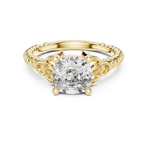 Anillo de Compromiso de Oro Amarillo de 14K con Diamante Corte Cojín para Mujer |   Diamante Cultivado Nuevo - Product Image 1
