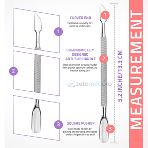 ที่ดันหนังกำพร้าเล็บมือเล็บเท้าแบบมืออาชีพ ทำจากสแตนเลส สำหรับทำเล็บมือและเล็บเท้า - Product Image 2