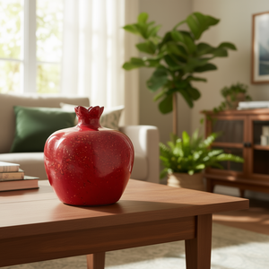 Vase en céramique et porcelaine en polyester à motif grenade - Product Image 3