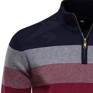 เสื้อสเวตเตอร์คอตตอนผสมมีซิปสำหรับใส่สบายน้ำหนักเบาสำหรับใส่ได้ทุกวันสวมใส่สบายคอปกสีทึบ - Product Image 6