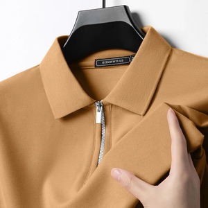 เสื้อโปโลเข้ารูปลำลองผู้ชายใหม่ฤดูร้อนเสื้อคอปกระบายอากาศครึ่งซิปแขนสั้นเสื้อยืดสีทึบสวมใส่สบาย - Product Image 6