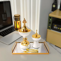 Ensemble de brûleurs d'encens de luxe écologiques en métal, motif papillon, style arabe et indien, pour la décoration de fêtes, Bakhoor, avec plateau en verre