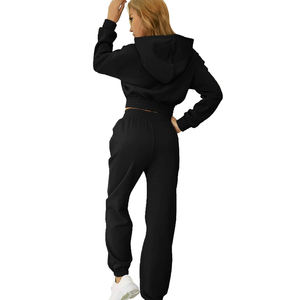 Survêtement polaire unisexe grande taille avec logo personnalisé survêtement de jogging à capuche pour l'entraînement fitness vêtements d'hiver solides pour femmes - Product Image 4