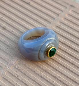 Natural Agate Gemstone Hand Carved Statement <b>Ring</b> Emerald <b>Crystal</b> <b>Ring</b> Gemstone Jewelry Agate Jewelry Silver <b>Ring</b> - Product Image 3