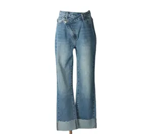Женская одежда Большие размеры широкие брюки с высокой талией повседневные Прямые джинсовые брюки свободные женские джинсы