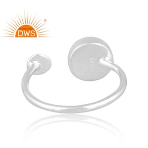 Hot selling fine sterling silver natural Prehnite Chalcedony gemstone <b>adjustable</b> <b>ring</b> custom jewelry manufacturer - Product Image 4