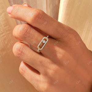 Top Quality Natural Diamond Engagement Pave Diamond Paperclip <b>Ring</b> Trendy <b>Statement</b> <b>Ring</b> in 10k Solid Gold Unique Pinky <b>Ring</b> - Product Image 5