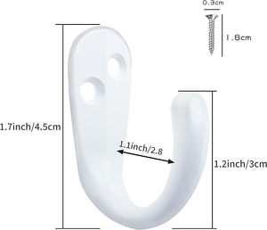 Crochet pour robe de chambre à une broche de style antique crochet mural en aluminium blanc pour accrocher écharpe sac chapeau ou serviette avec vis - Product Image 4