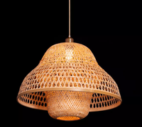 2023 rotin osier rond bambou rotin lustre suspension lumière suspendue Led plafonnier salle à manger salon lustre