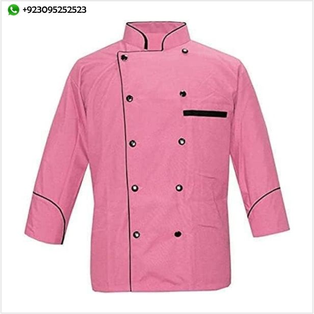 Pink Chef Uniform Women's Long Sleeve Cotton Design