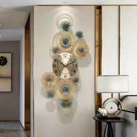 Reloj de Pared de Diseño con Hojas de Ginkgo Multicolores, Moderno, Funciona con Batería, Decoración Metálica para Sala de Estar, Pasillo, Boda, Hogar