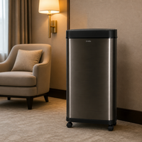 Poubelle intelligente à capteur 40L avec couvercle, alimentée par batterie, rectangulaire, en acier inoxydable avec bac intérieur pour usage intérieur