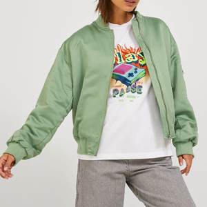 Chaquetas de satén de secado rápido y teñidas lisas para mujer, chaqueta de satén gruesa de invierno con bordado personalizado para mujer, a la venta - Product Image 1