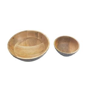 Bol à pâte Antique en béton de couleur grise bol en bois de mangue et cuillères de service ensemble de bol à fruits décoratif ensemble de service créatif - Product Image 5