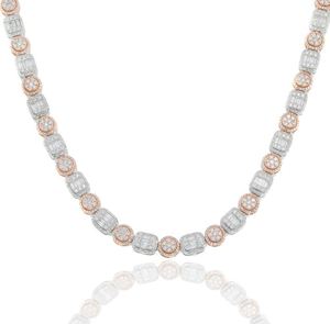 Cadena de Plata 925 con Moissanita de 20 Pulgadas, Collar de Diamantes de Dos Tonos, Cadena de Moissanita de 10 mm - Product Image 3