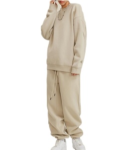 Unisex 2025 Custom Winter Cotton Sweatpants Hoodie Jogger Women's <b>Plain</b> Sweatsuit Crewneck <b>Tracksuit</b> Fleece Sportswear Gym Sets - Product Image 2