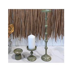 Ensemble de deux bougeoirs en aluminium doré poli, de tailles différentes, décoratifs, pour mariage et décoration d'événements - Product Image 2