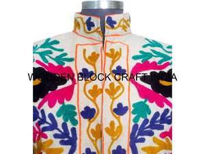 Chaqueta de Fiesta Primaveral Hecha a Mano, Nueva Tendencia, Tela de Pato, Bordado Suzani Floral, Talla Única, Corta de Invierno - Product Image 3