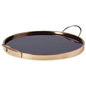 Handcrafted Eco-Friendly Stainless Steel Tableware Rounded Shape Serving <b>Tray</b> with Decorative Gold Polish Metal Material - Product Image 5