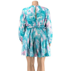 เดรสยาวแฟชั่นผู้หญิงฤดูใบไม้ร่วงปี 2021 รุ่น 10502-Mx60 ทรงหลวม แขนยาวระบาย จับจีบช่วงเอว ผ้าชีฟอง - Product Image 1