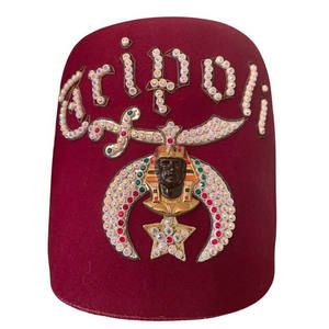 Sombrero Fez Vintage Shriners con Borla y Pedrería, 100% Lana, Alta Calidad, Personalizado, Informal para Exteriores, Sombrero Masónico - Product Image 1
