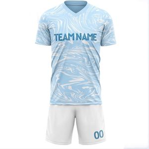 Uniforme de fútbol de sublimación de poliéster 100% de alta calidad, ropa de equipo con logotipo personalizado con juegos de corte automatizados, servicio OEM disponible - Product Image 1