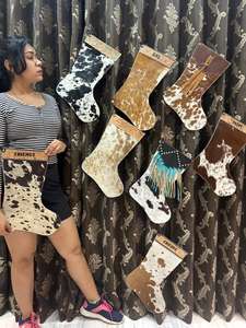 ถุงน่องหนังวัวแท้ลายต้นคริสต์มาสสีน้ำตาลขนยาว16 "ถุงเท้ายาวตามสั่ง - Product Image 6