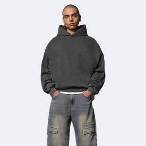 Sudaderas con capucha de felpa francesa en blanco personalizadas de alta calidad para hombres, ropa de calle, sudaderas con capucha de hombro caído de gran tamaño para fábrica - Product Image 2