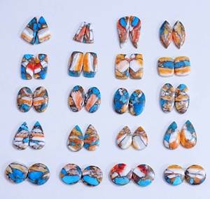 พลอยทองแดงเคลือบแร่เทอร์ควอยส์แบบคู่อัญมณีทรงหลวมสำหรับทำเครื่องประดับ - Product Image 3