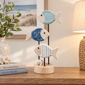 Escultura de Pez de Madera Hecha a Mano, Decoración Costera para el Hogar, Adorno de Mesa, Decoración para Sala de Estar, Diseño Artístico 100% Artesanal - Product Image 2