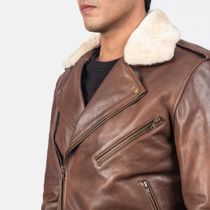 Vestes en cuir de moto de haute qualité, en cuir véritable, imperméables, écologiques, col en fourrure, décontractées, pour hommes et femmes, élégantes, devant - Product Image 4