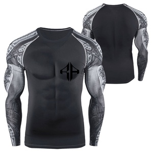 Ropa deportiva de color sólido Sublimación transpirable para hombre Rash Guard Spandex y poliéster Logotipo personalizado de alta calidad para hombre - Product Image 1