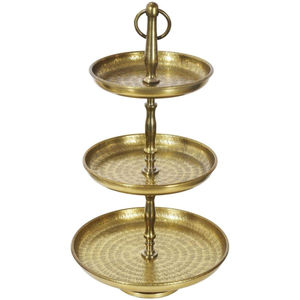 Exhibidor de Pasteles de Latón de 3 Niveles con Diseño de Hojas y Ramas, Color Dorado Antiguo, para Fiestas de Cumpleaños y Eventos - Product Image 3