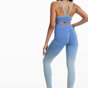 2025 vente en ligne femmes Yoga ensemble 2 pièces solide taille moyenne respirant écologique Spandex/Polyester entraînement Fitness porter - Product Image 3