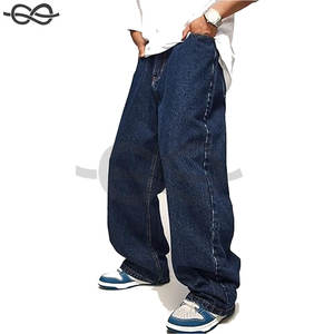 Jeans baggy pour hommes Pantalon uni vintage patineur pour femmes Jeans en denim décontractés à jambes larges Coupe ample Style Hip Hop - Product Image 2